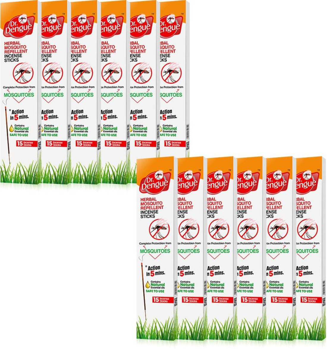 Herbal Mosquito Repellent Incense Sticks by Dr. Dengue - 12 Packs of 15 Sticks