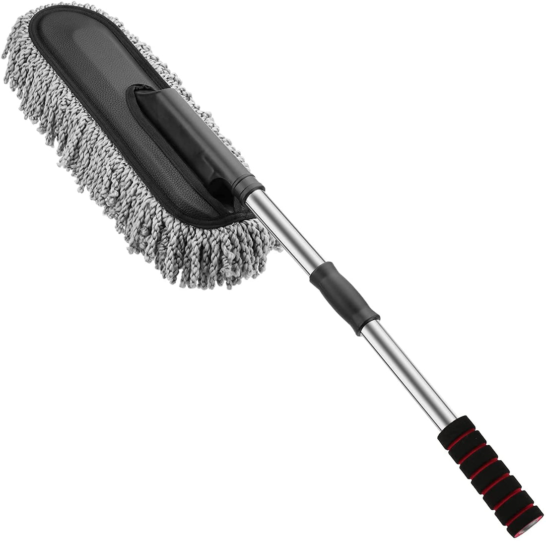 Microfiber Car Duster with Extendable Handle - Grey